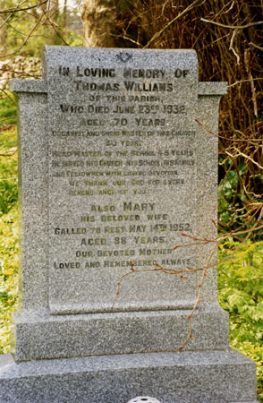 Photograph of the headstone of Thomas Williams and Mary Williams